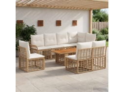 Vidaxl Conjunto De Sofá De Jardim 9 Unid. Natural E Branco Creme
