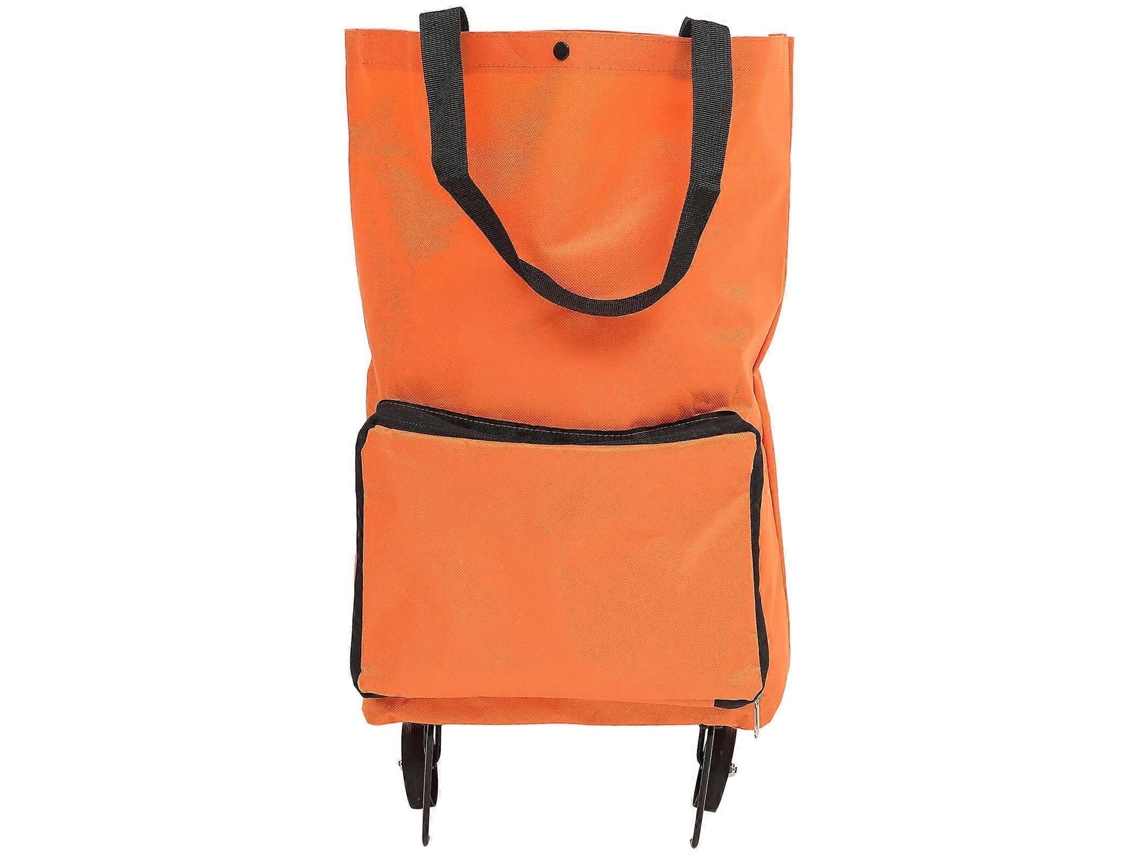 Sacola de Compras Dobrável com Rodinhas, Laranja, para Estudantes, 48x28x18cm, 1 Conjunto. GOKOCO