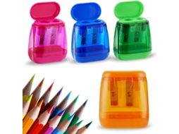 Apontador Manual De Dois Furos Com Tampa Flip E Depósito De Aparas, Ideal Para Lápis Coloridos Infantis