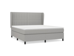Cama com Molas/Colchão 180x200 Cm em Tecido Cinzento Claro MAISON EXCLUSIVE