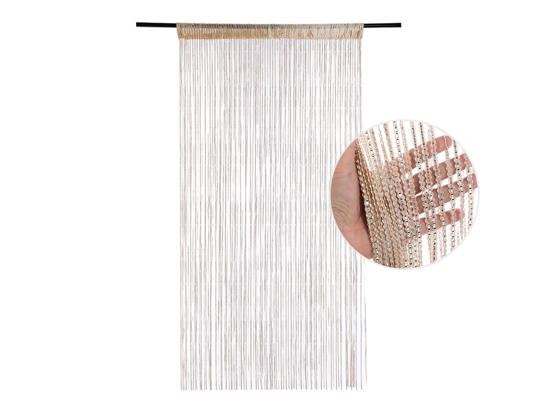 Cortina Porta Com Franjas - Cortina Decorativa - Cortina Anti-insetos - Decoração Casa - 91x200 Cm - Poliéster - Champagne