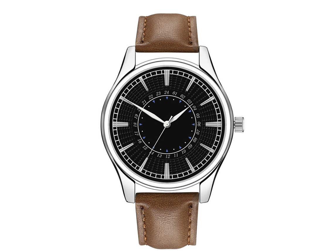 Reloj De Negocios Para Hombres De Moda Correa De Cuero Pu Dial Redondo Cuarzo