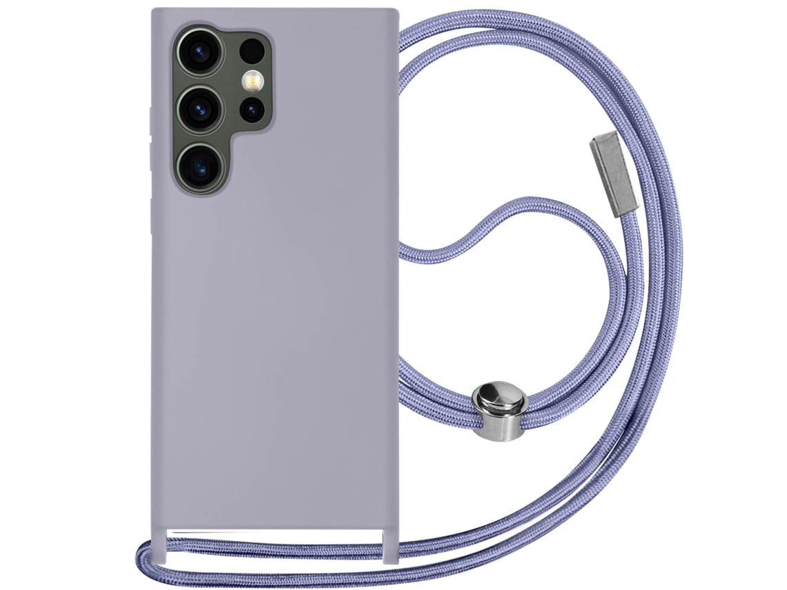 Capa Com Cordão Para Samsung Galaxy S23 Ultra Ushion Acrílico Rígida Roxo