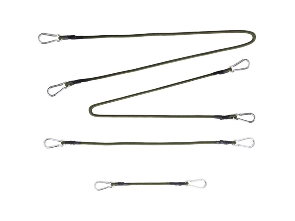 Conjunto de 4 Cordas Elásticas com Mosquetão para Uso Externo, Barracas, Amarração, Embalagens AQUAFORGE