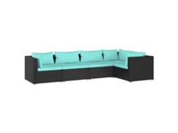 Maison Exclusive - 5 Pcs Conjunto Lounge De Jardim C/ Almofadões Vime Pe Preto