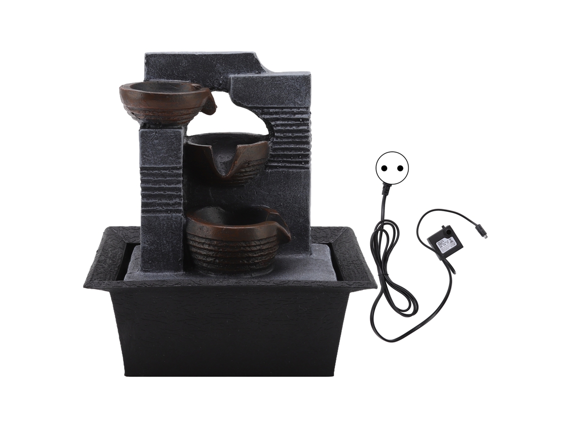 Fonte de água de mesa com 4 camadas iluminação colorida e ornamento para escritório e casa LAXISCREED