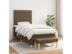 Vidaxl Cama Com Molas/colchão 100x200 Cm Tecido Castanho-escuro