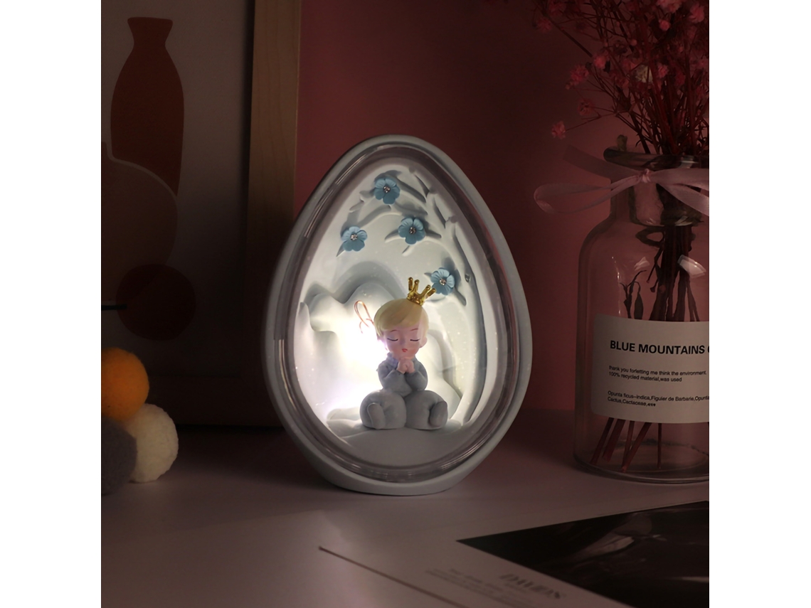 Lâmpada de Noite Decorativa Princesa Príncipe Cinza 10x9.5x13.5cm
