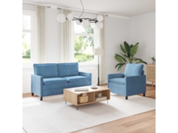 Vidaxl Conjunto De Sofás 2 Unid. Azul Tecido