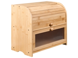 Panera De Dos Niveles Con Panel Acanalado Beliani Levain De Bambú Marrón 42x25x37