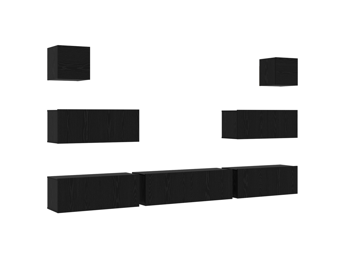 Conjunto 7 Gabinete Para Tv Vidaxl Preto Derivados De Madeira (100 X 30 X 30 Cm)