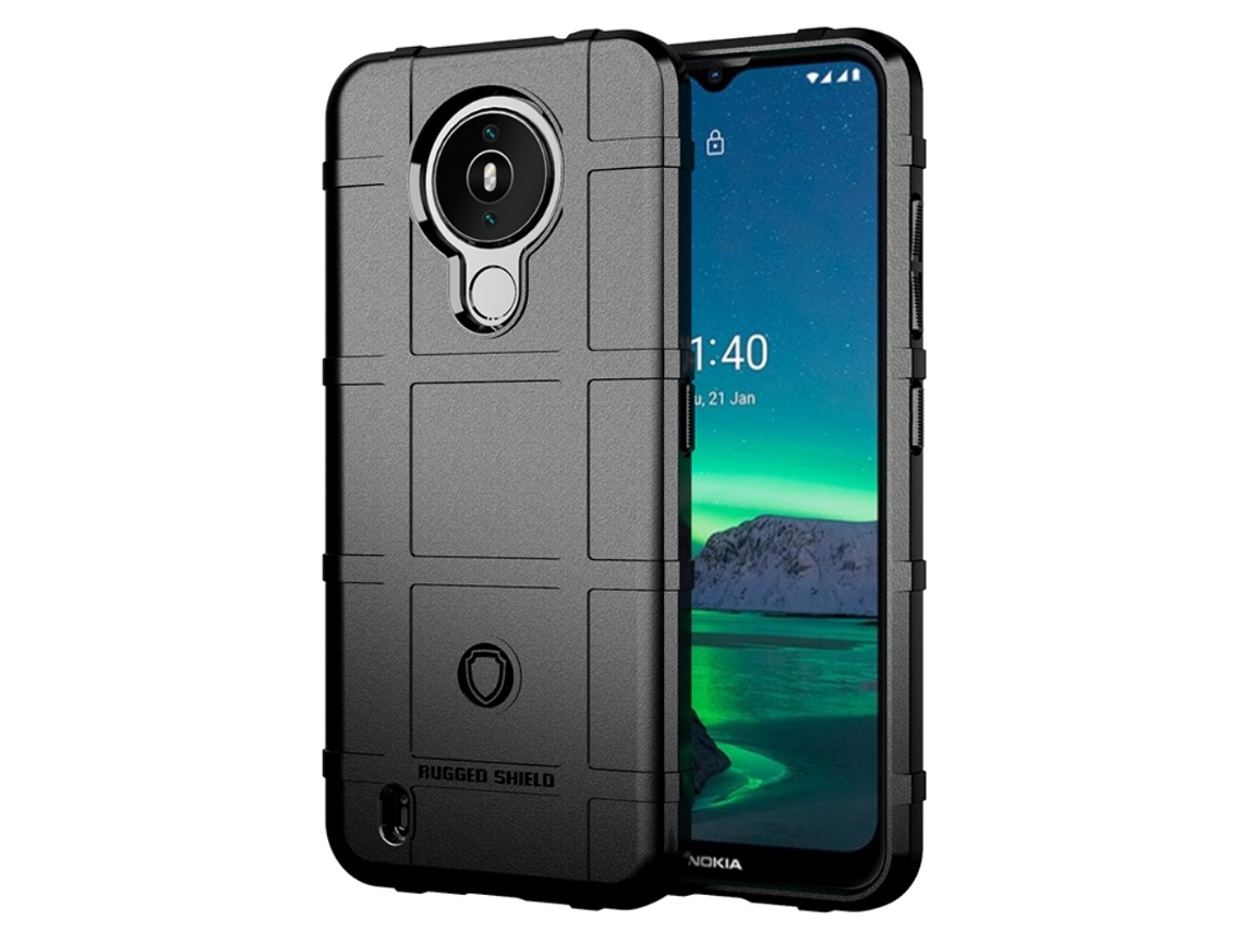 Capa Textura Grade Quadrada Para Nokia Nokia 1.4 Pele Sintética Preto