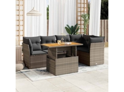 Vidaxl 6 Pcs Conjunto Sofás De Jardim Com Almofadões Vime Cinzento