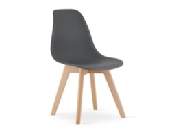 Cadeira De Jantar Kito Assento Cinza Escuro, Pernas Naturais, Assento Ergonômico, Encosto