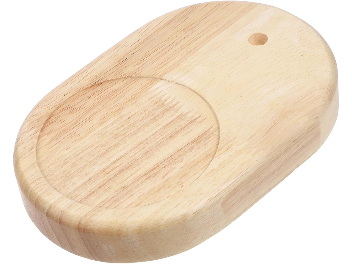 Base Oval De Madeira Para Candeeiro Mesa Ibasenice Com Orifícios Gestão Cabos, Base Delicada E Estética Para Sala De