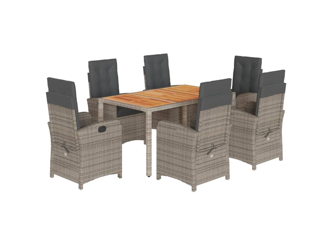 Garden Dining Set, Garden Dining Sets Vidaxl Cinzeto Rattan / Vime (mesa Com 150 Cm De Comprimento)
