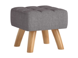 Assento de tecido estofado ottoman com pernas de madeira 27x27x26 cm cinza S/MARCA