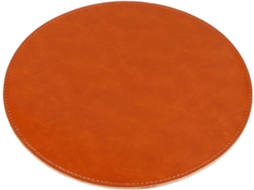 Mousepad Redondo De Couro Para Laptop E Jogos, Superfície Macia, Base Antiderrapante, Marrom, Para Escritório E Casa. Mousepad Redondo Gokoco