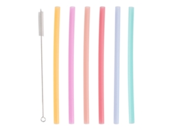 6pcs Canudos de Silicone S/MARCA reutilizáveis portáteis com pincel de limpeza ambiental