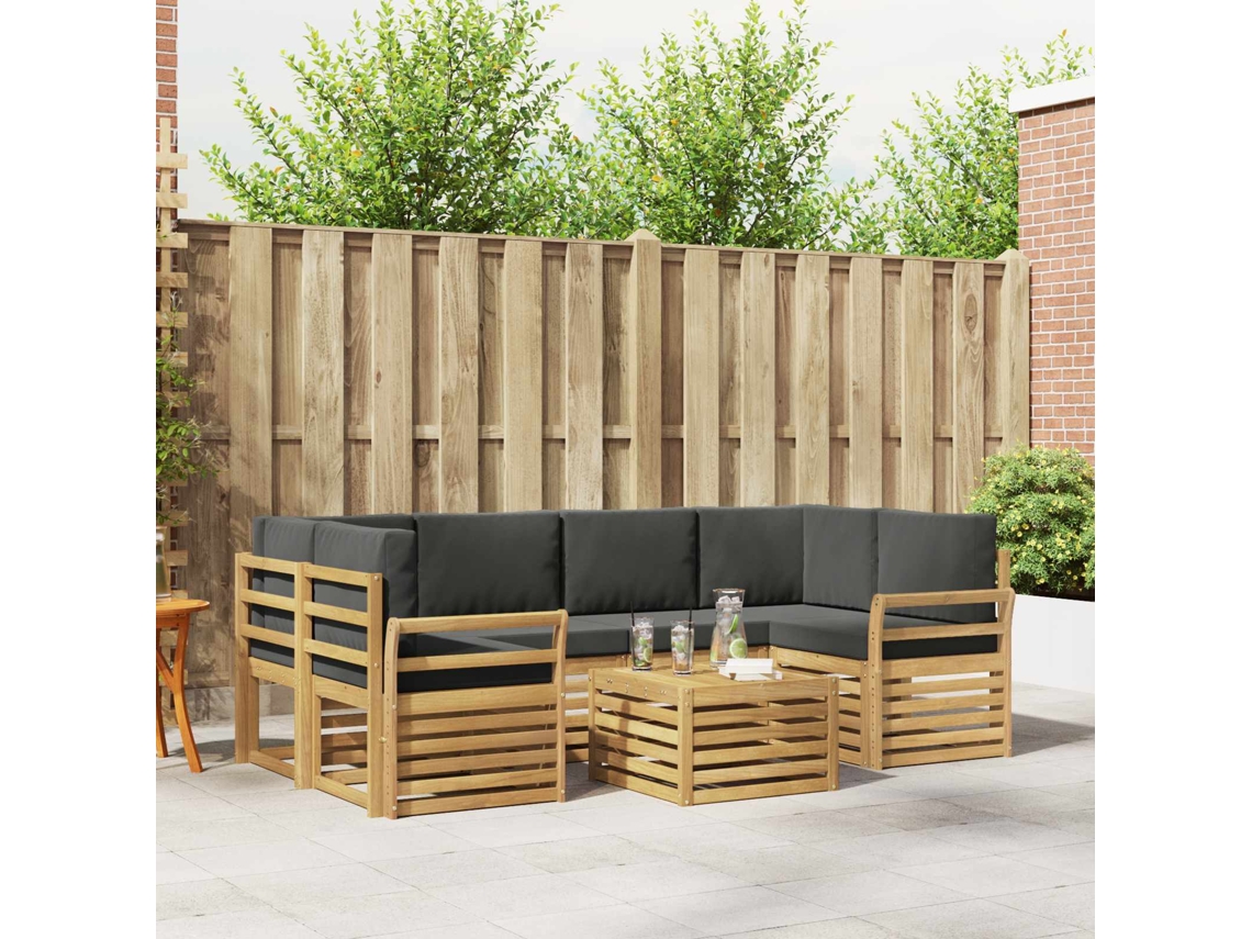 Vidaxl Conjunto De Sofás Para Exterior 7 Unid. Branco E Antracite