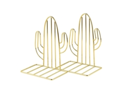 2026 soporte de Libros de Metal, Diseño de Cactus, Antideslizante, Acabado Dorado, para Estanterías