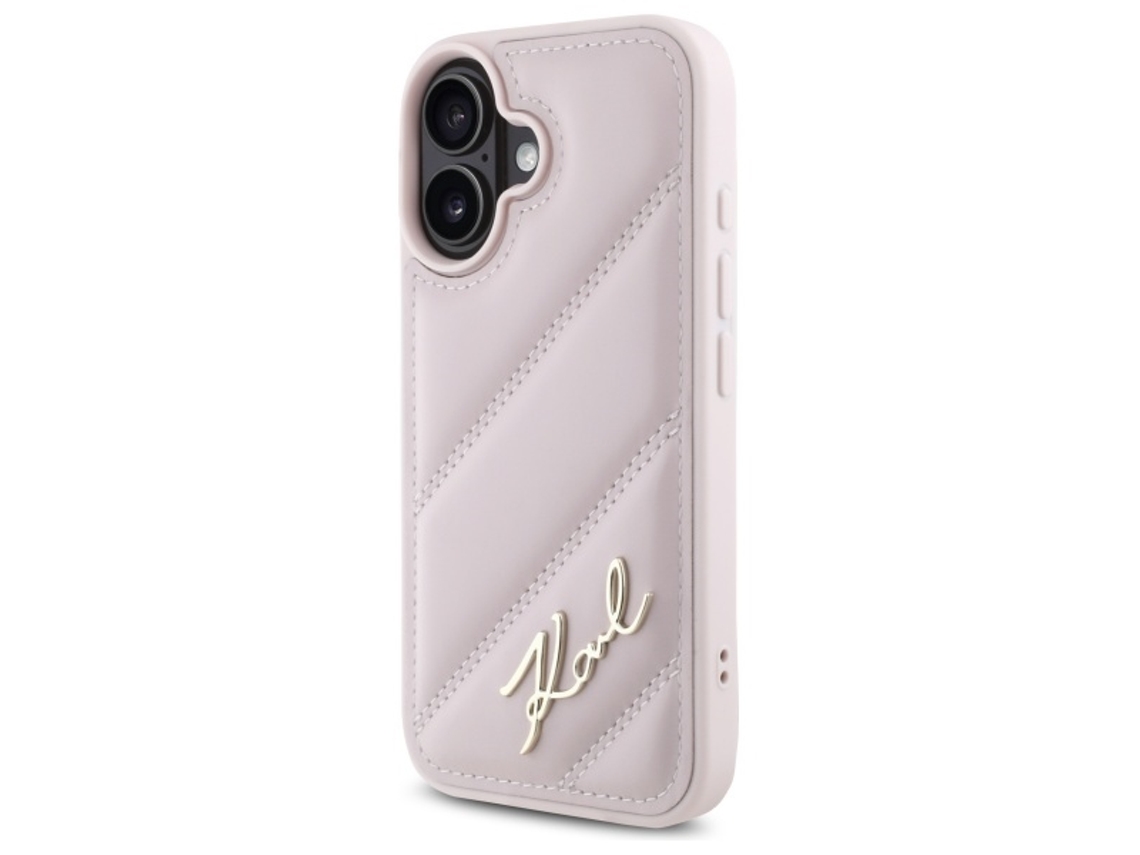 Capa para iPhone 16 KARL LAGERFELD Pele Sintética Rígida Rosa