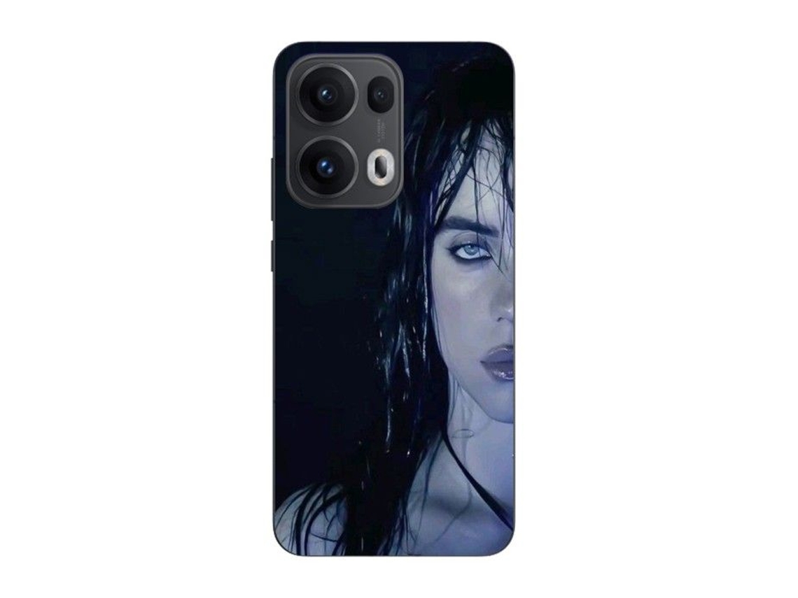 Capa Maniacase Para Oppo Reno 13 Pro 5g Com O Rosto Da Billie Eilish Em Fundo Preto
