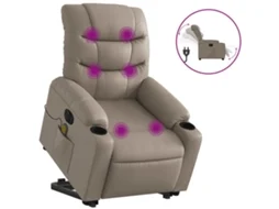 Poltrona reclinável massagens elétrica elevatória VIDAXL Marrom Couro Artificial (75.5 x 147 x 80.5 cm)