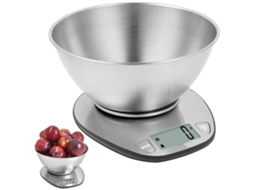 Balança Digital De Cozinha Com Tigela, 5kg/1g, Aço Inoxidável, Display Lcd, Função Tara
