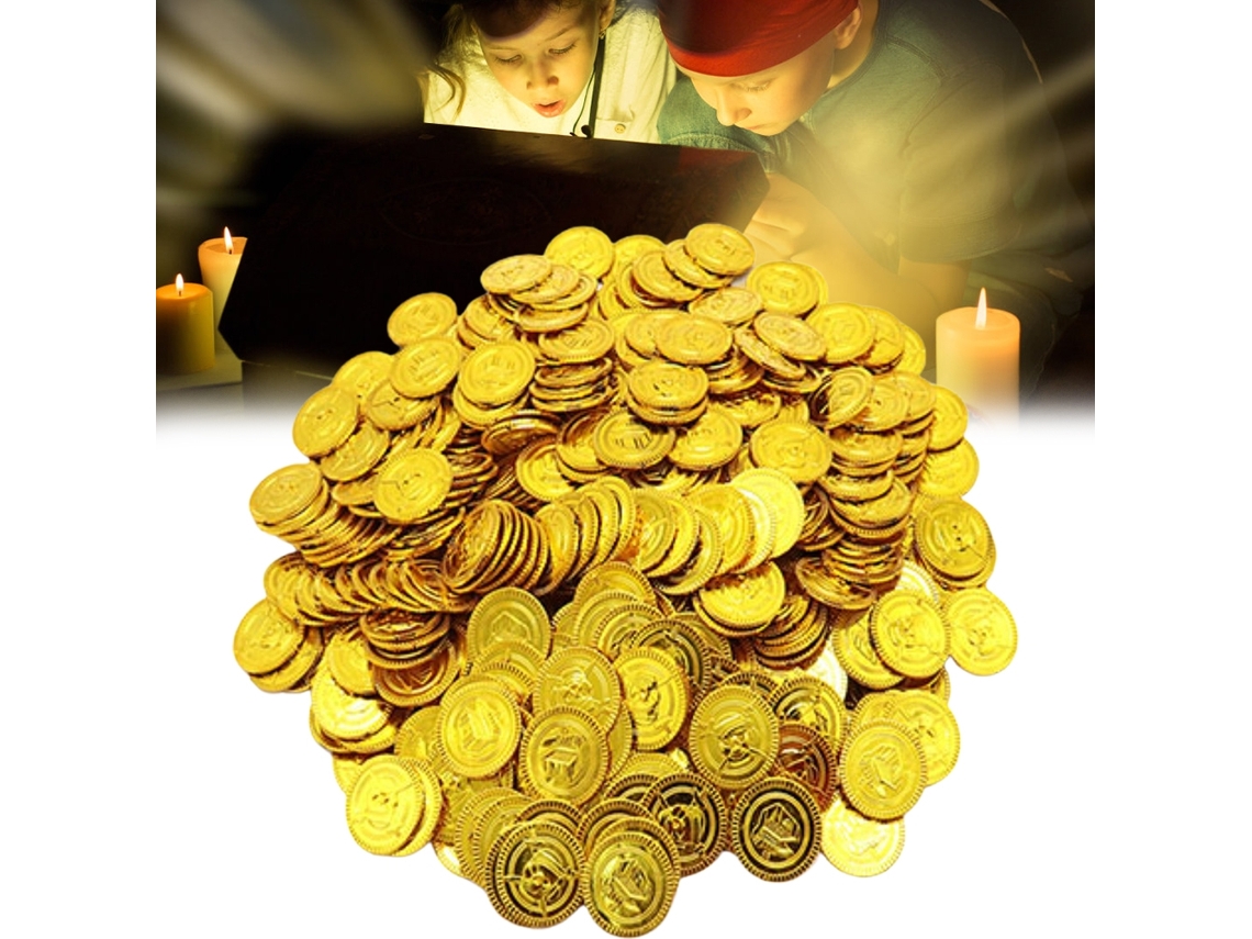 100pcs Brinquedos De Tesouro Pirata Para Crianças Moedas De Jogo De Caça Ao Tesouro