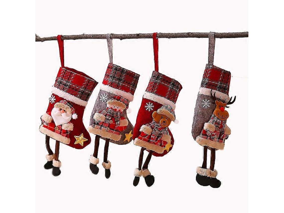 4 Meias De Natal, Meias De Natal Penduradas, Meias De Natal, Sacolas De Presente Para Doces Penduradas Olysi Shop