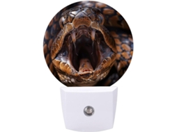 Luminária De Parede Com Plugue, Cobra Com A Boca Aberta E Led Impresso Sensor De, Luz Noturna Branca Quente E Suave
