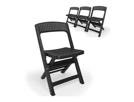 Asso Conjunto de 4 Cadeiras de Jardim Dobráveis em Polyrattan Cadeiras de Jantar Exteriores em Cinzento Antracite FRANKYSTAR