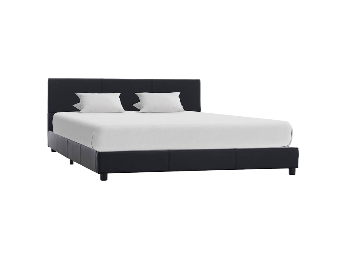 Bed Frame, Bed Frames Vidaxl Preto Couro Artificial (120 X 200 Cm)