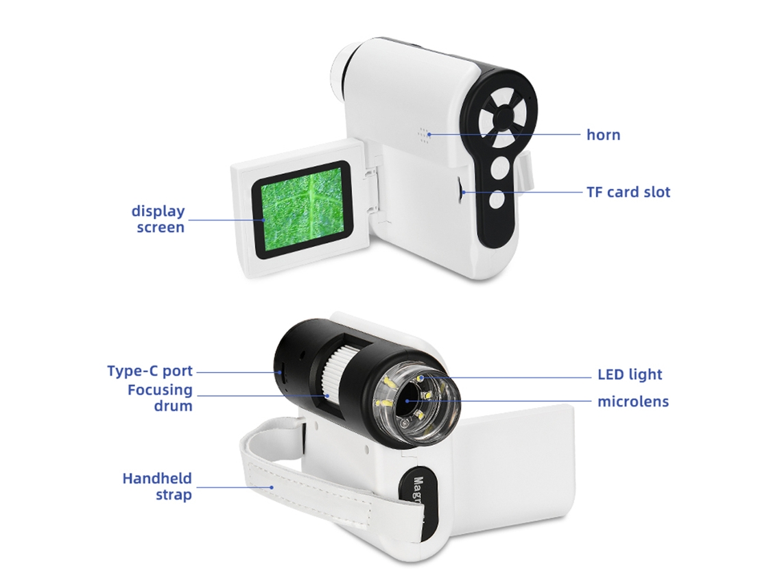 Microscópio De Bolso Para Crianças Portátil 1000x Com Tela Led Brinquedo Stem Educacional Presente