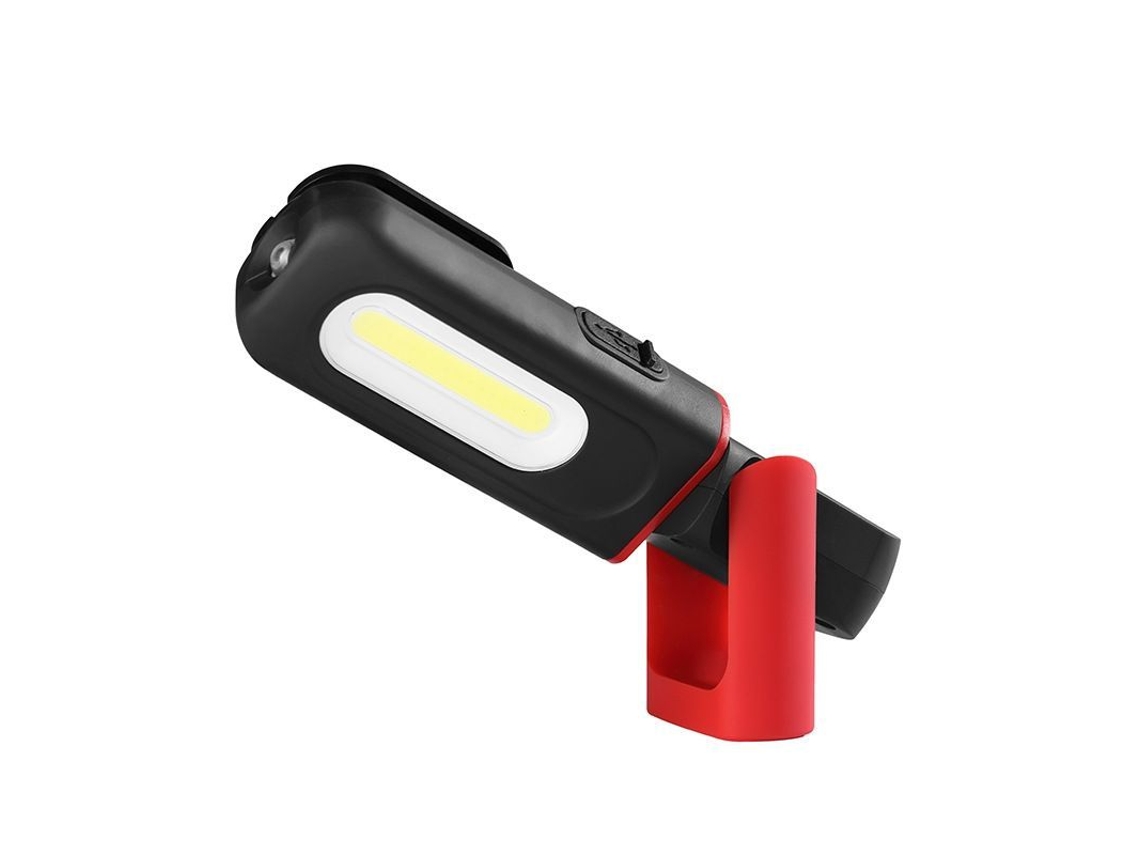 Lanterna De Trabalho Led Recarregável 2 Em 1 Com Rotação De 360°, Base Magnética E Cob 5w 350 Lúmens