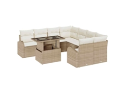 Maison Exclusive - Conjunto De Sofá De Jardim 9 Pcs Bege Rattan De Polipropileno
