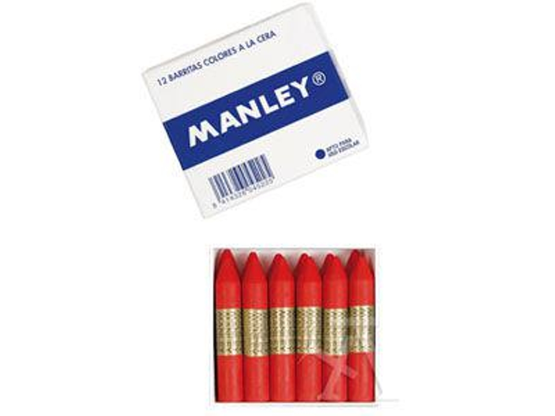 Pack 12 Ceras MANLEY Unicolor Nº35 Rojo Clasico