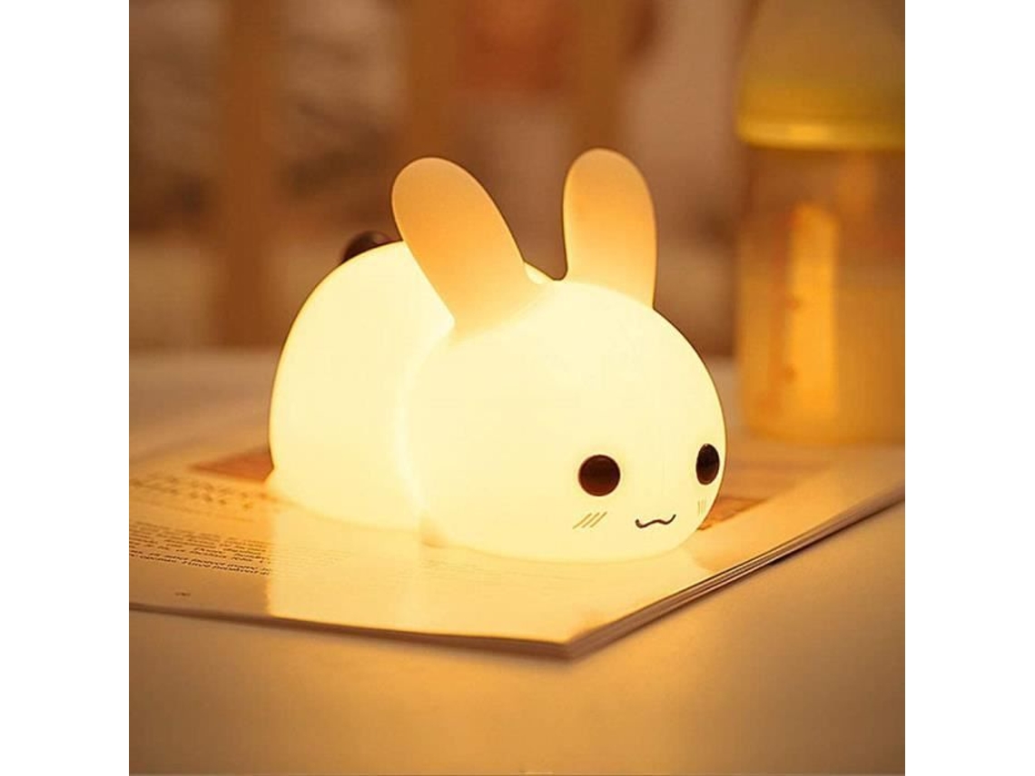 Luminária Noturna Led de Silicone em Formato Coelho, Recarregável Via Usb, com Sensor de Toque, Luminária Portátil de Silicone A152 BRILVIBERA