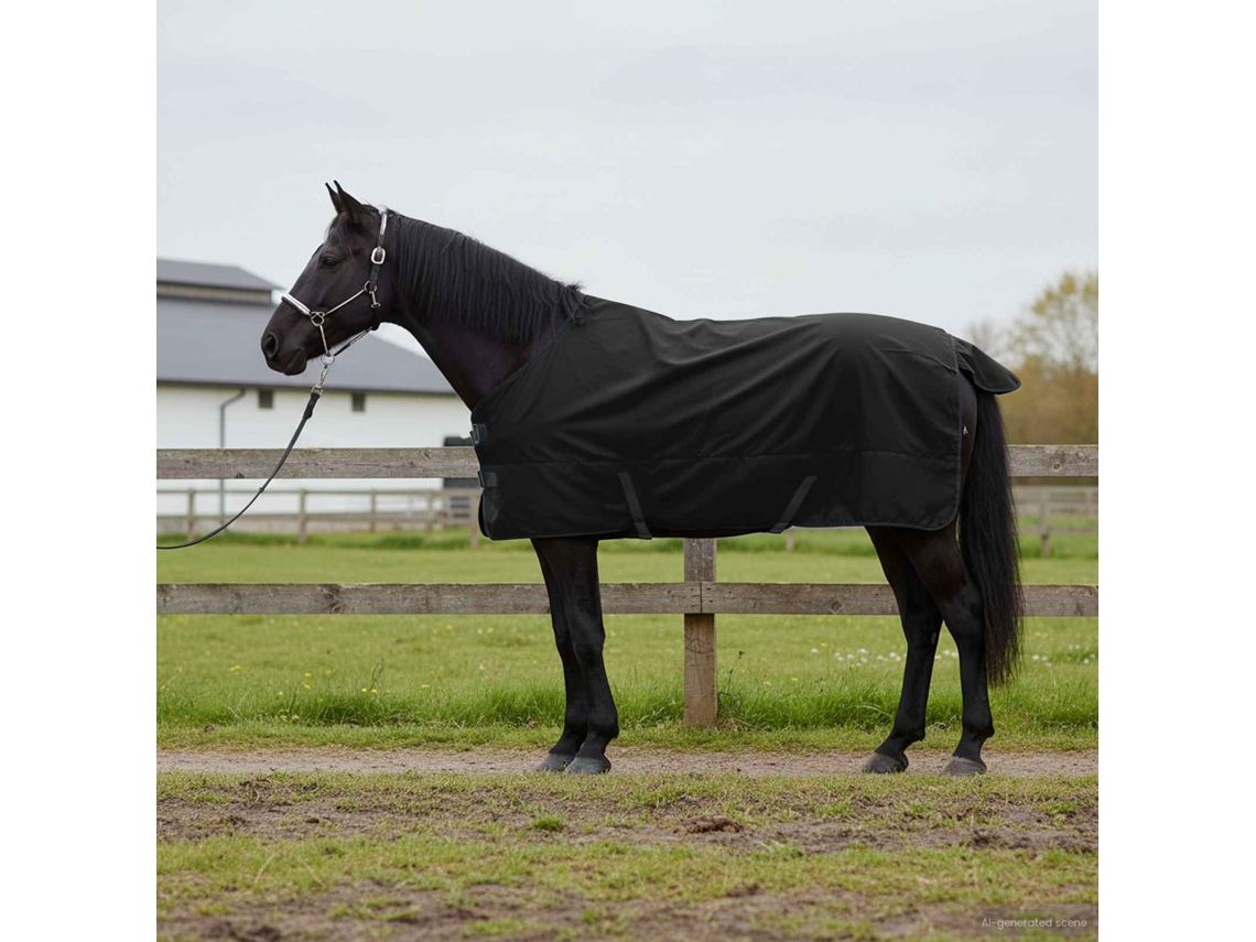 Vidaxl Cobertor De Cavalo Preto Total 155 Cm Poliéster