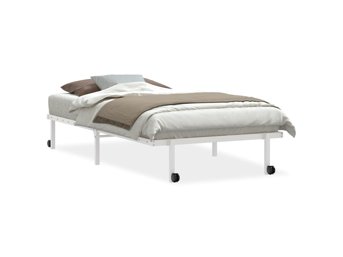 Bed Frame, Bed Frames Vidaxl Branco Aço (107 X 203 Cm)
