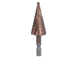 Broca escalonada de aço rápido de 4 a 22 mm com ranhura espiral, para ferro e madeira.