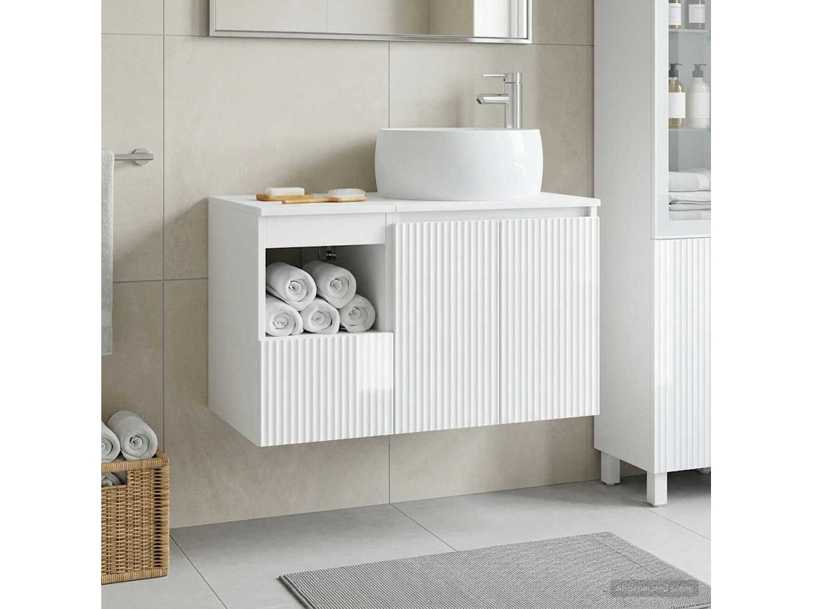 Vidaxl Conjunto De Móveis Para Banheiro 2 Unid. Branco Brilhante