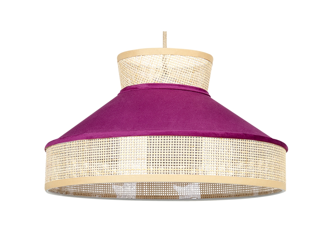 Candeeiro de teto em rattan rosa e natural BATALI
