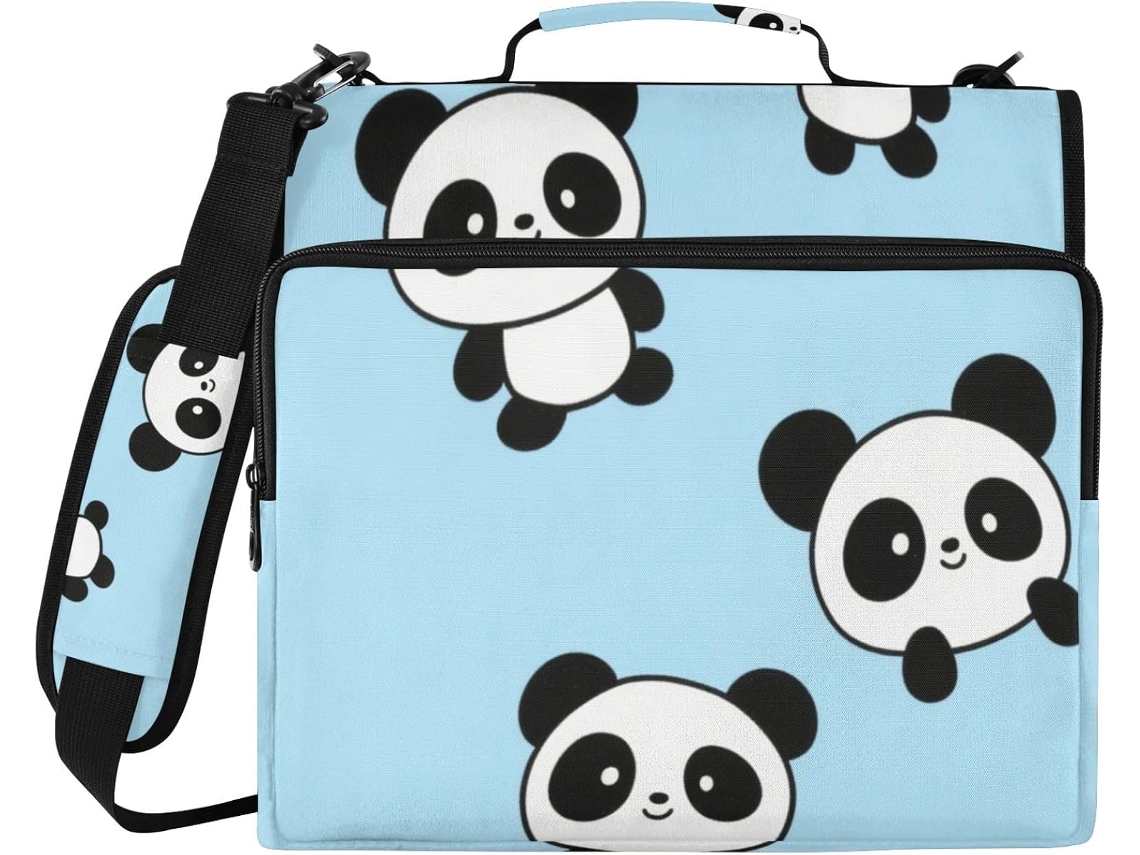Conjunto de 3 aros com estampa de panda azul animado, 3,8 cm de diâmetro, com alças extras e altura para ombro.