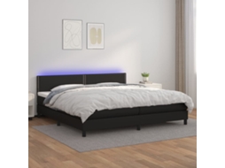 Vidaxl Cama Box Spring C/ Colchão/led 200x200cm Couro Artificial Preto