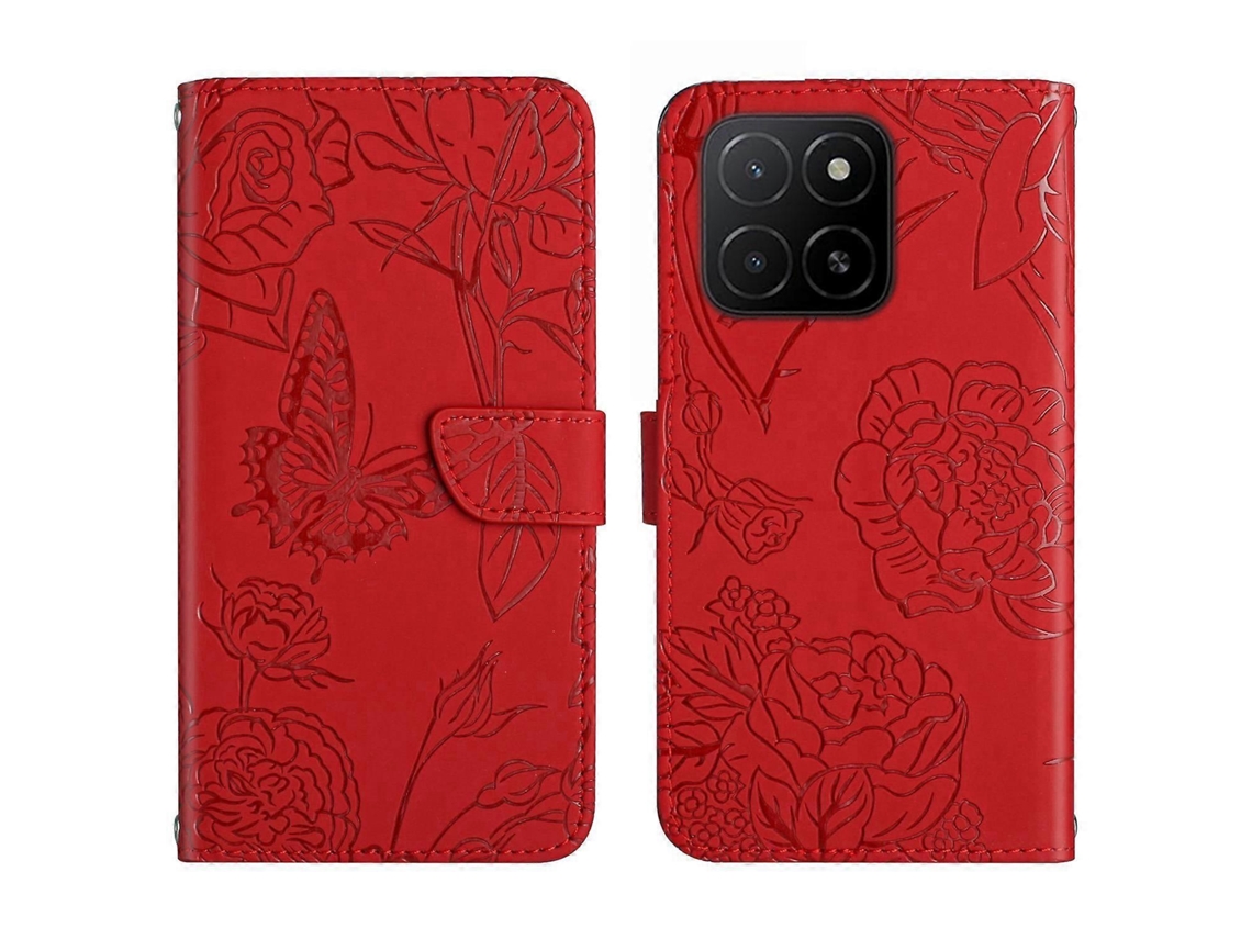 Capa De Celular Flip Em Couro Sintético Com Textura De Borboleta E Toque Suave Para Honor X8c 4g Ht03