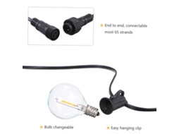 Luzes de Fio Led G40 2 Pacotes 13m Ip44 Resistente à Água Jardim Natal
