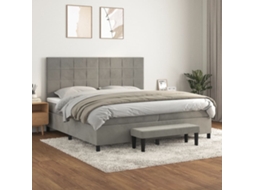 Vidaxl Cama Com Molas/colchão 200x200 Cm Veludo Cinzento-claro