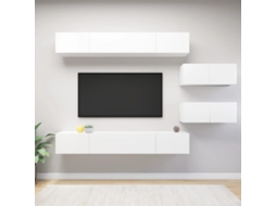 Vidaxl 6 Pcs Conjunto De Móveis De Tv Derivados De Madeira Branco